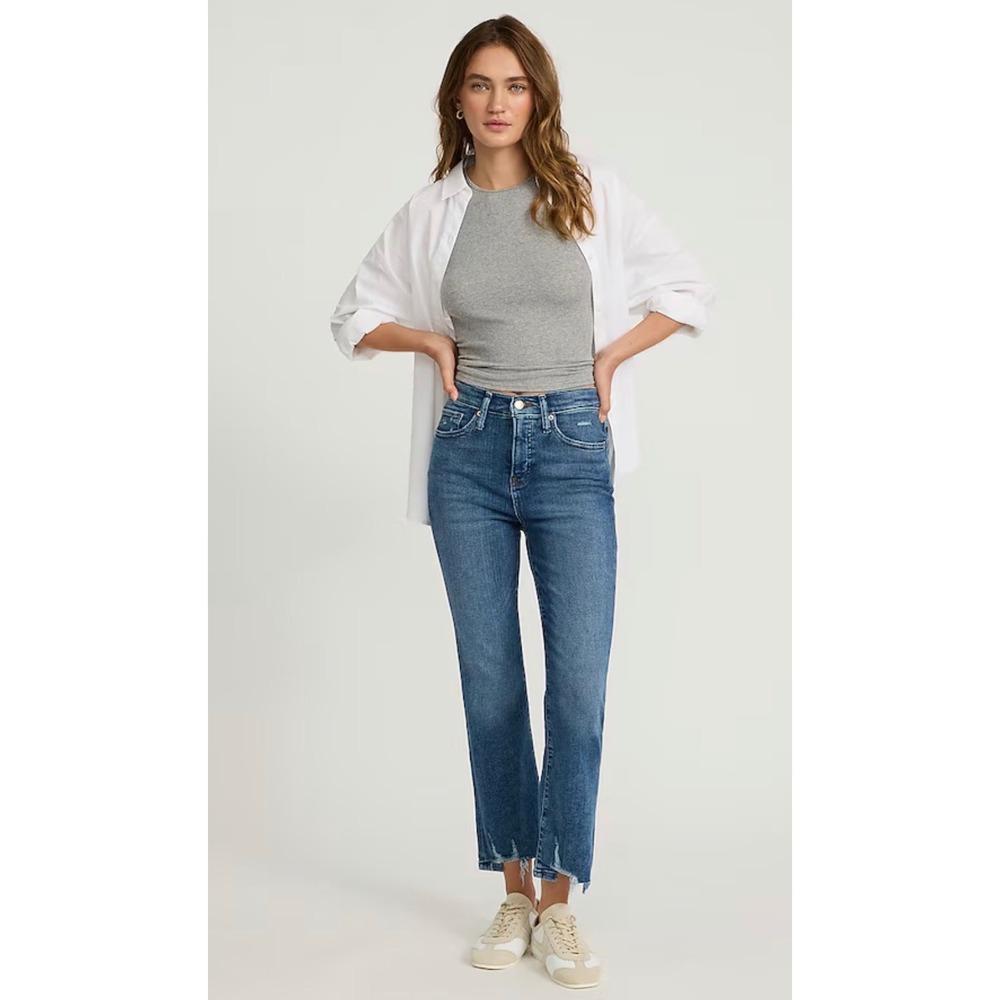 Express‎ Straight Ankle High Rise Denim Jeans 6 Long NWT